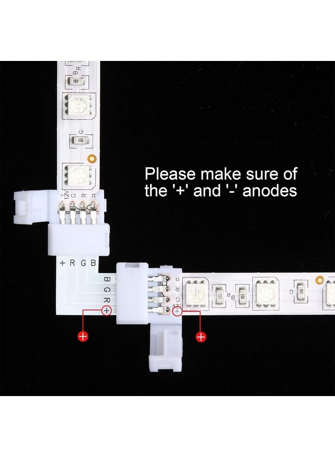 طقم موصلات شريط LED رباعية الأطراف ١٠ مم، كابل تمديد، وصلة شريط LED، موصلات L، موصل T، موصلات بدون فجوات - Image 3