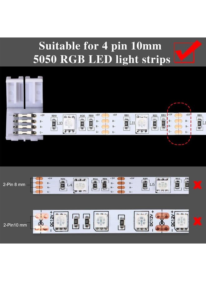 طقم موصلات شريط LED رباعية الأطراف ١٠ مم، كابل تمديد، وصلة شريط LED، موصلات L، موصل T، موصلات بدون فجوات - Image 2