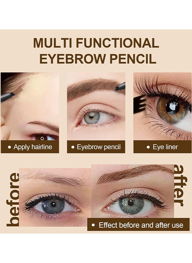 HelloKiss - Dark Brown Eyebrow Pen, Precision Eyebrow Pencil Long Lasting Fine Four-Fork Liquid Eyebrow Pen, 4D Natural Wild Eyebrow Definer Pencils Makeup (Dark Brown) - Image 1