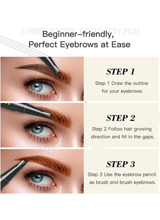 HelloKiss - Dark Brown Eyebrow Pen, Precision Eyebrow Pencil Long Lasting Fine Four-Fork Liquid Eyebrow Pen, 4D Natural Wild Eyebrow Definer Pencils Makeup (Dark Brown) - Image 1