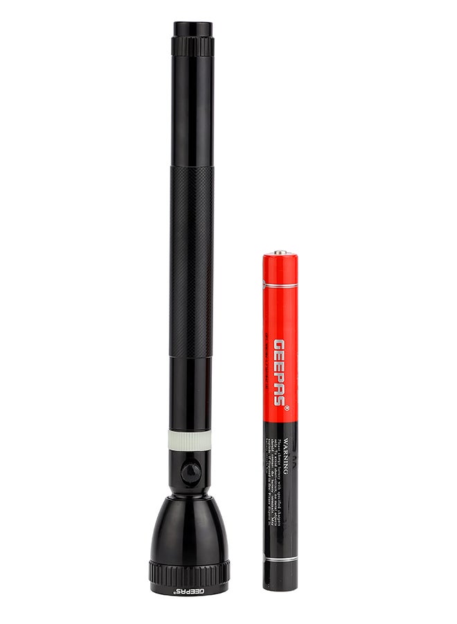 GEEPAS Rechargeable LED Flashlight (Torch Light) with Aircraft Grade Aluminum Body, Hyper Bright Cool Bright Microchip LED, High Power Long Distance Torch, Night Glow Rubber Ring Black 49x49x360mm - Image 2