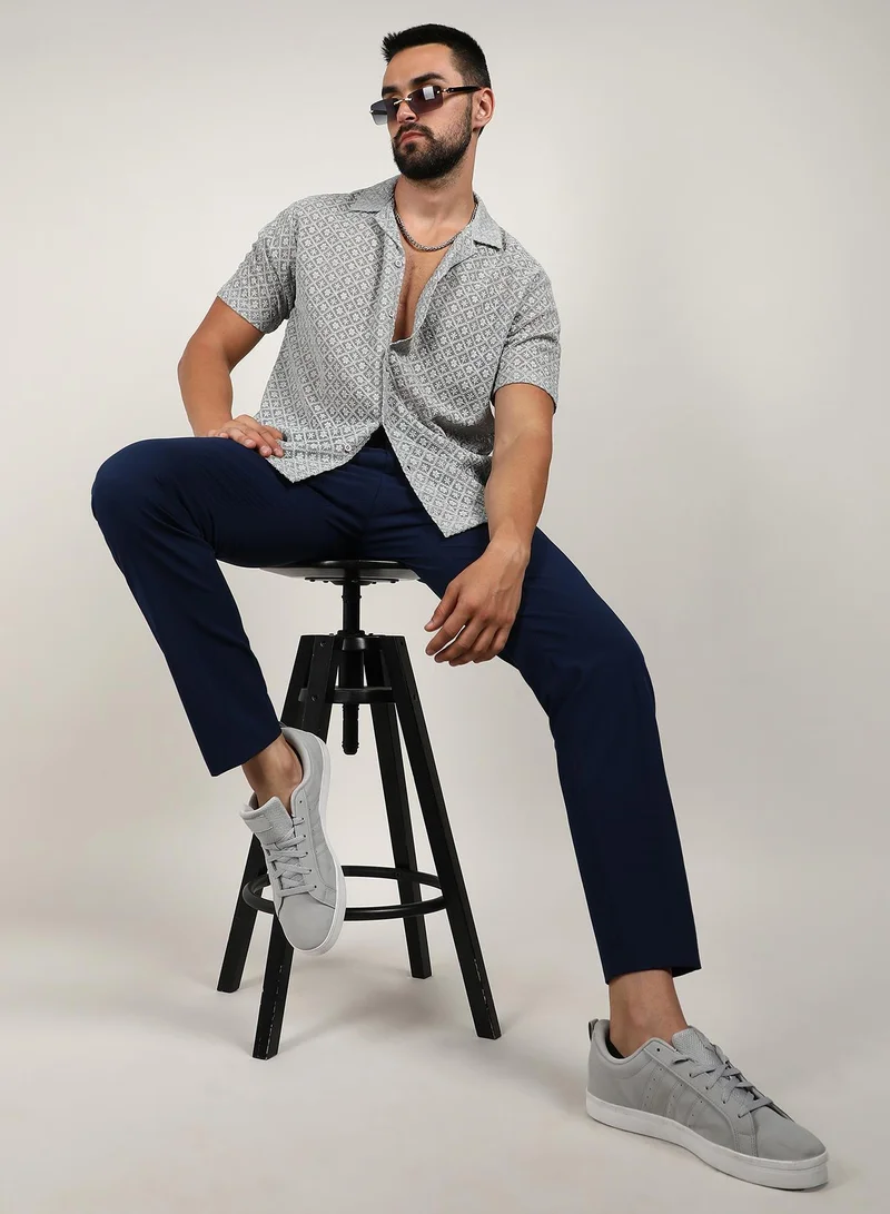 CAHOOT  Men's Moon Grey Floral Embroidered Shirt for Men | Best Price UAE