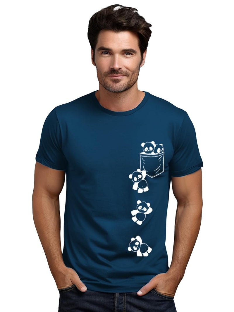 ADRO Men's Graphic Printed T-Shirt with Cute Panda Design - 100% Cotton Regular Fit - Image 4