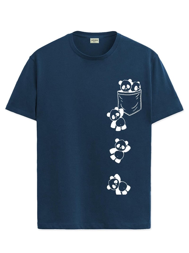 ADRO Men's Graphic Printed T-Shirt with Cute Panda Design - 100% Cotton Regular Fit - Image 1