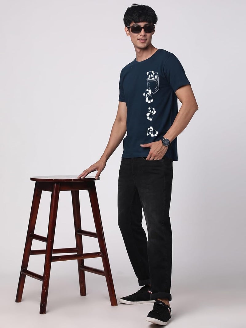 ADRO Men's Graphic Printed T-Shirt with Cute Panda Design - 100% Cotton Regular Fit - Image 5