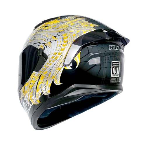HAX Obsidian Full Face Dual Visor Adult Motorcycle Helmet for Motorbike Street Bike with Pinlock Ready DOT Approved Slayer Gold XL - Image 5