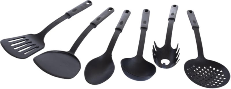 Plastic Food Scoop Set Of 6 Pieces With Hanging Holder Grey