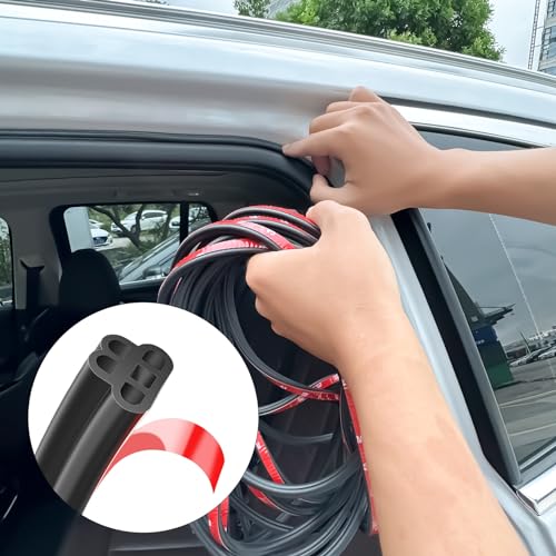 FengleAuto Car Door Seal Strip Double Layer Universal Self Adhesive Auto Door Seal Strip Soundproofing Weather Stripping for Car Door Tailgate (32.8 Feet) - Image 1