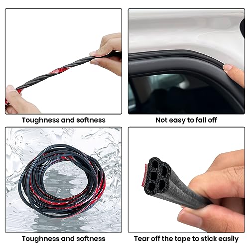 FengleAuto Car Door Seal Strip Double Layer Universal Self Adhesive Auto Door Seal Strip Soundproofing Weather Stripping for Car Door Tailgate (32.8 Feet) - Image 4