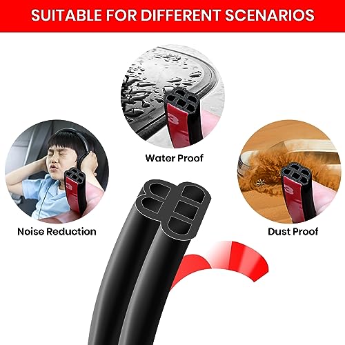 FengleAuto Car Door Seal Strip Double Layer Universal Self Adhesive Auto Door Seal Strip Soundproofing Weather Stripping for Car Door Tailgate (32.8 Feet) - Image 5