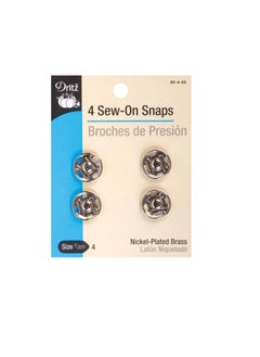 Dritz Sew-On Snaps Nickel-Plated Brass Size 4 4pcs
