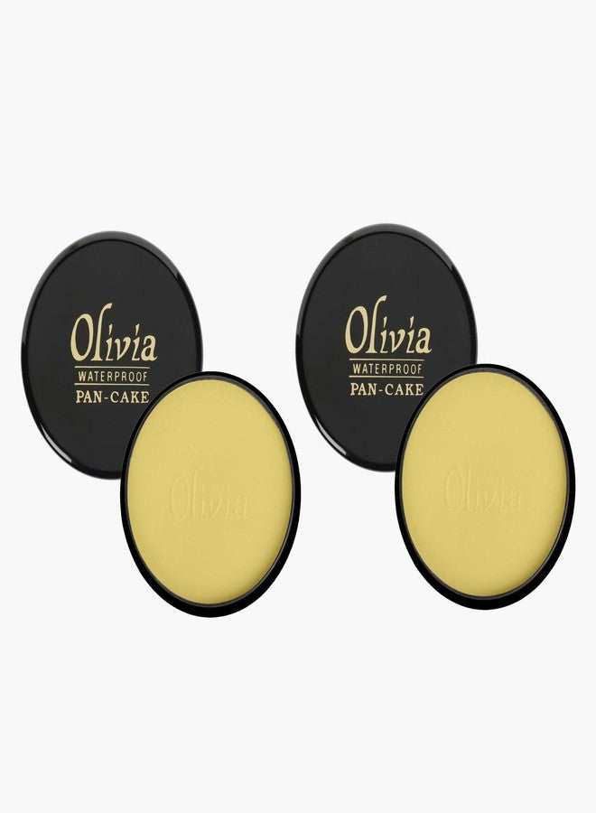 أوليفيا بان كيك، مقاوم للماء بنسبة 100%، 25 غرام × 2 | قاعدة مكياج بتغطية كاملة | مقاوم للتلطخ والتعرق | لمسة نهائية مخملية تدوم طويلاً | يخفي العيوب | مناسب لجميع أنواع البشرة | عبوة من قطعتين | أصفر ذهبي 21 - Image 1
