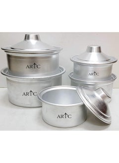 ARTC 10-Piece Basari Cooking Pot Silver Pot 17.5 x 8, Pot 18.5 x 9.5, Pot 19.5 x 10, Pot 23 x 11, Pot 25 x 12cm (5Pcs Pot, 5Pcs Lid)  - Image 1