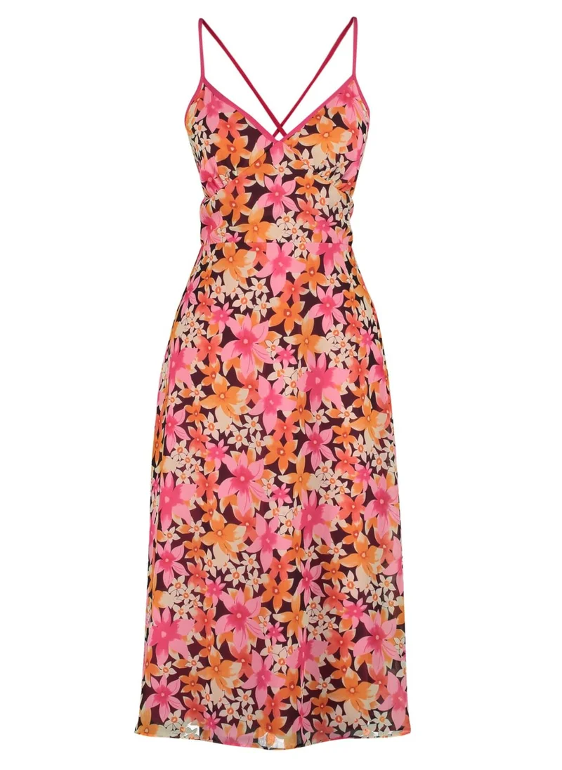 trendyol Floral Print Piping Detail Dress