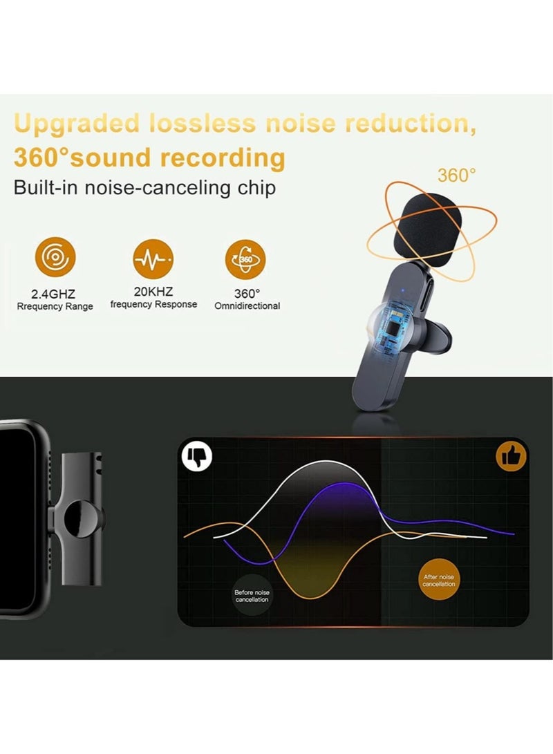 Wireless Lavalier Microphone for iPhone/iPad, Mini Plug-Play Wireless Lapel Mic for Recording TikTok YouTube Live, Noise Reduction/Monitor Sound/Reverberation Microphone - Image 2