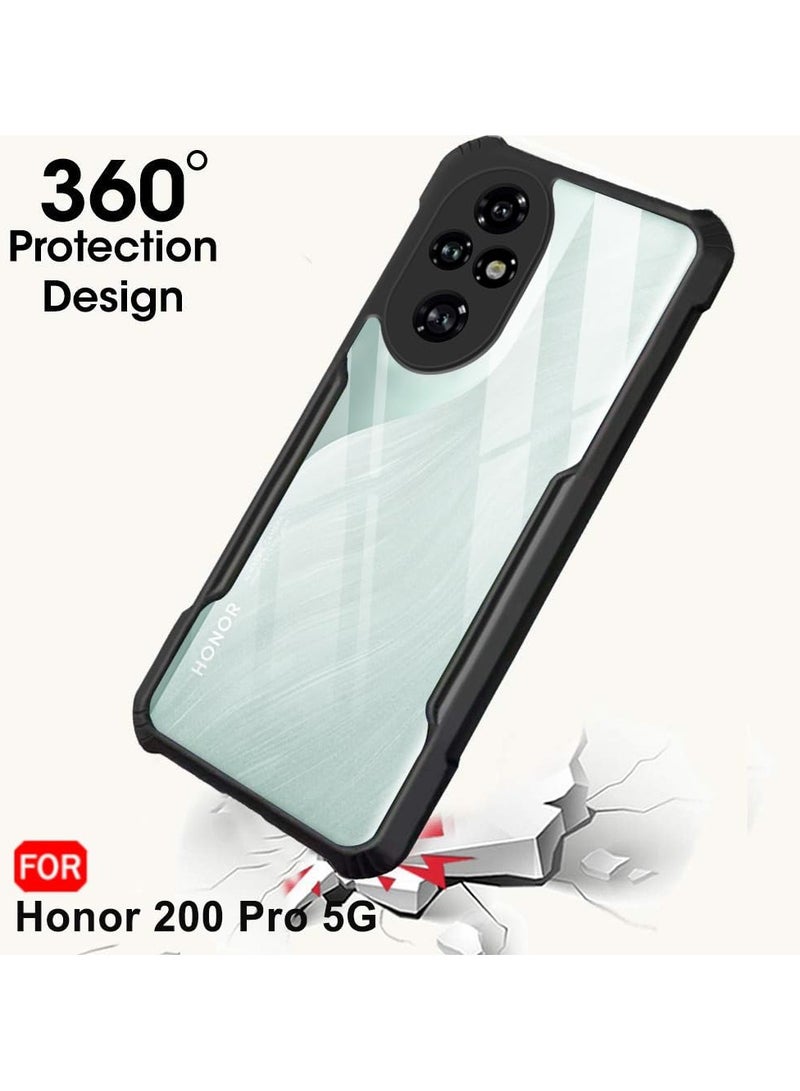 Honor 200 Pro 5G Clear Hard PC Back Cover Case with Shockproof Premium TPU Black Border 360 Degree Impact Resistant Camera lens Protection Transparent Cover For Honor 200 Pro 5G  - Image 5