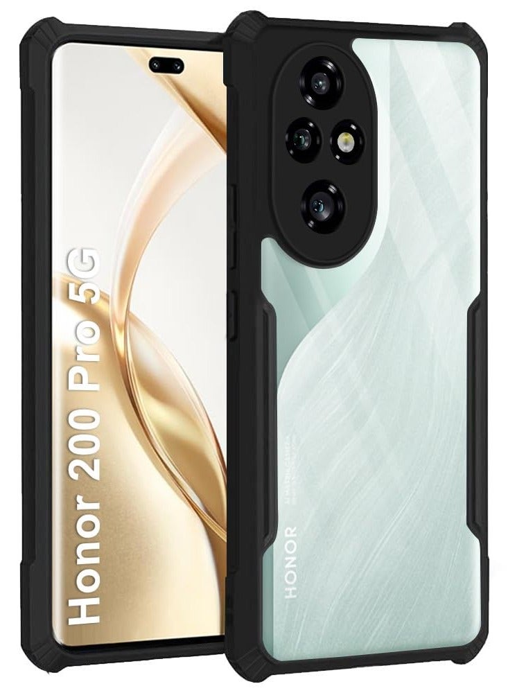 Honor 200 Pro 5G Clear Hard PC Back Cover Case with Shockproof Premium TPU Black Border 360 Degree Impact Resistant Camera lens Protection Transparent Cover For Honor 200 Pro 5G  - Image 1