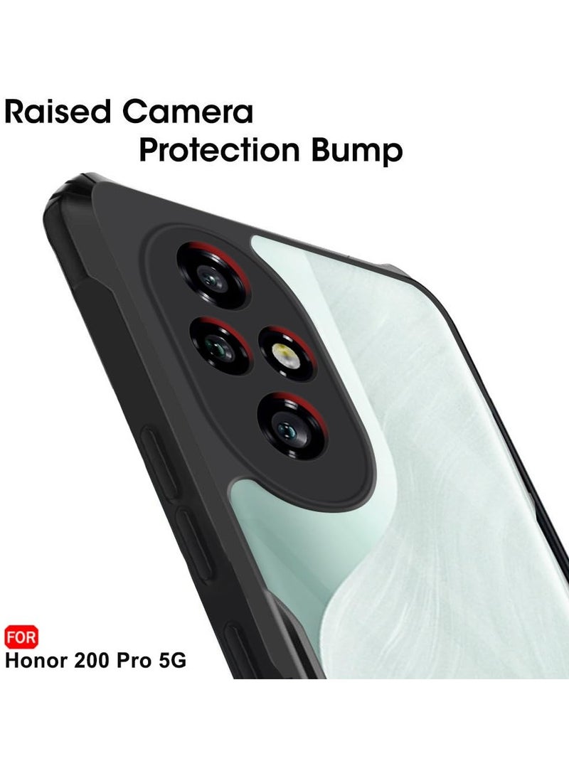 Honor 200 Pro 5G Clear Hard PC Back Cover Case with Shockproof Premium TPU Black Border 360 Degree Impact Resistant Camera lens Protection Transparent Cover For Honor 200 Pro 5G  - Image 4