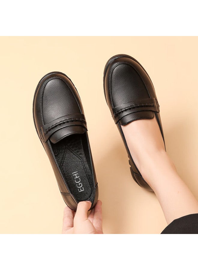 Egchi Mom Shoes, Comfortable Soft Sole, Wear-resistant Top-grain Leather, Casual Breathable Women's Shoes, H7511, Black, Size 35 - Image 4