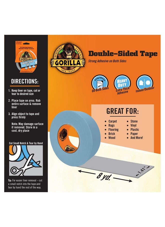 Gorilla Double-Sided Tape, 1.41" X 8 Yd, Gray, (Pack Of 2)  - Image 2