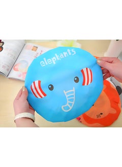 Generic Cute Shower Caps Featuring Cartoon Animals: Waterproof, Elastic Peva Bathing Caps For Women, Girls, And Kids - Essential Bathroom Accessories (Pack Of 5)  - Image 1