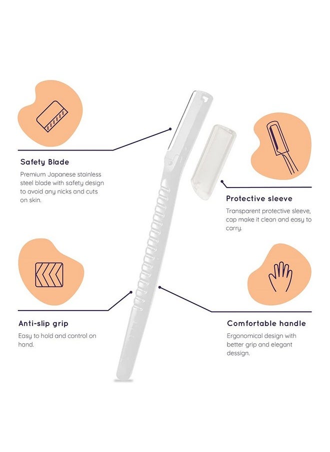 Sanfe - Glide Reusable Face & Eyebrow Razor For Women | For Safe & Painfree Facial Hair Removal Pack Of 1 (3Pcs) | Razor For Face Eyebrows Upper Lips Chin Side Locks Forehead | For Soft Hair - Image 1
