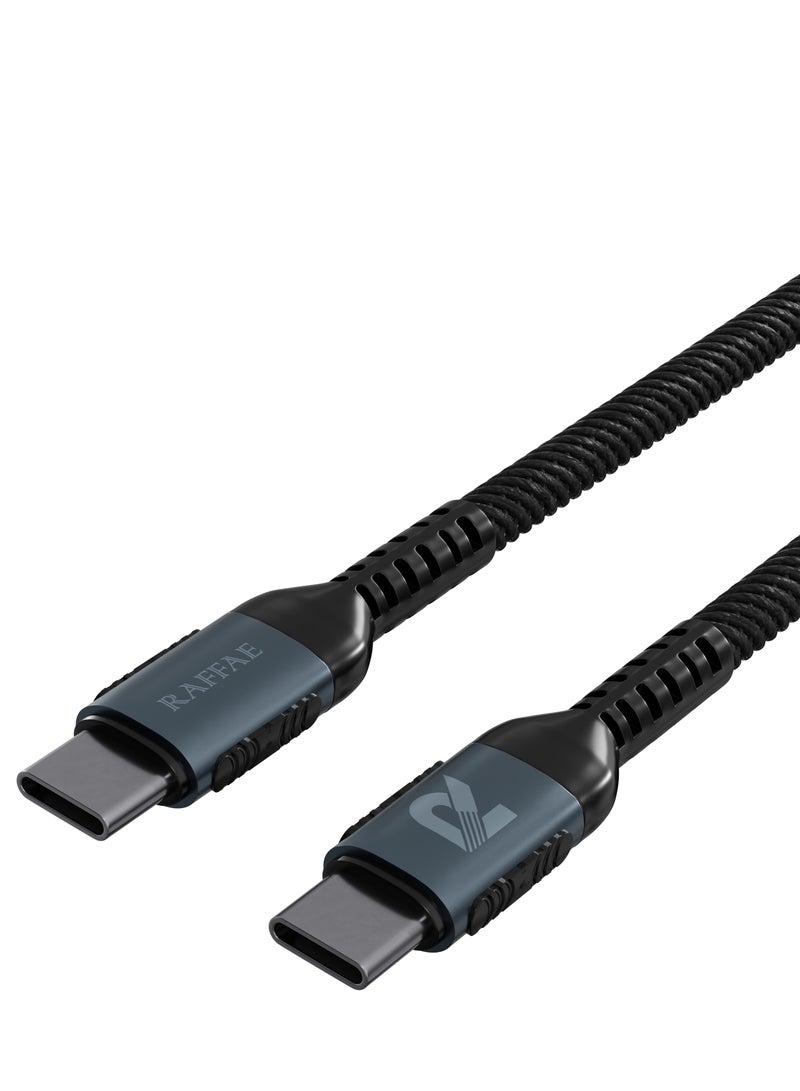 RAFFAE 100W PD Super Fast Charging USB Type C to USB Type C Braided 1M Cable for Samsung, OnePlus, Huawei - Multicolor - Image 2