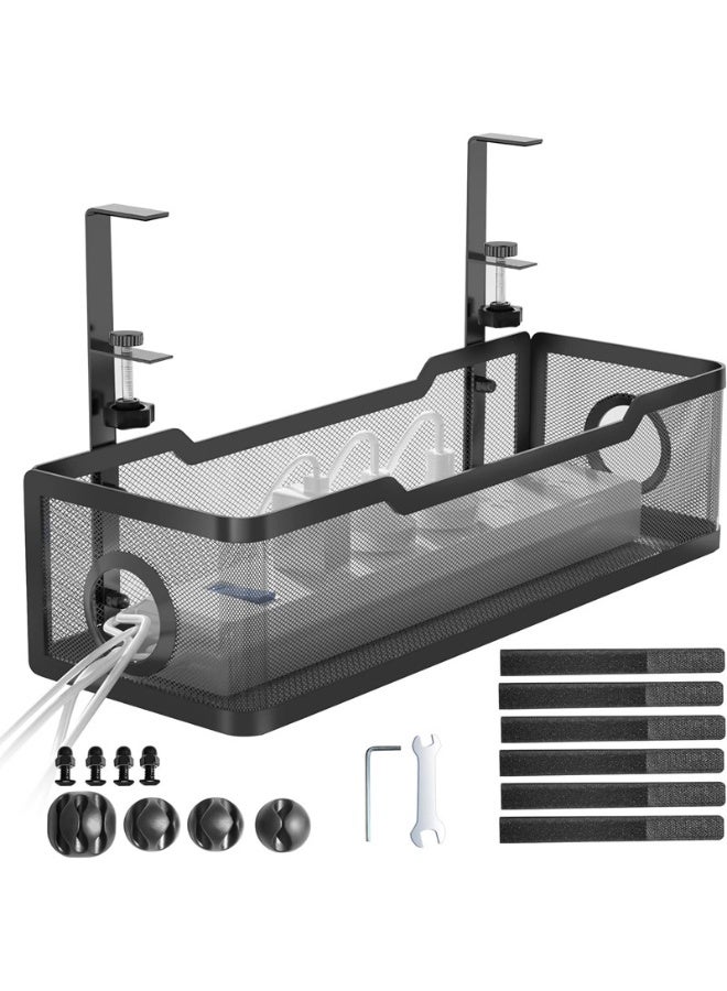 DUNISO Under Desk Cable Management Tray, No Drill Under Desk Cable Management Organizer,Cable Tray with Clamp for Desk Wire Management,Desk Cable Management Box,Durable and Sturdy, Saving Space,for Office, Home - Image 1