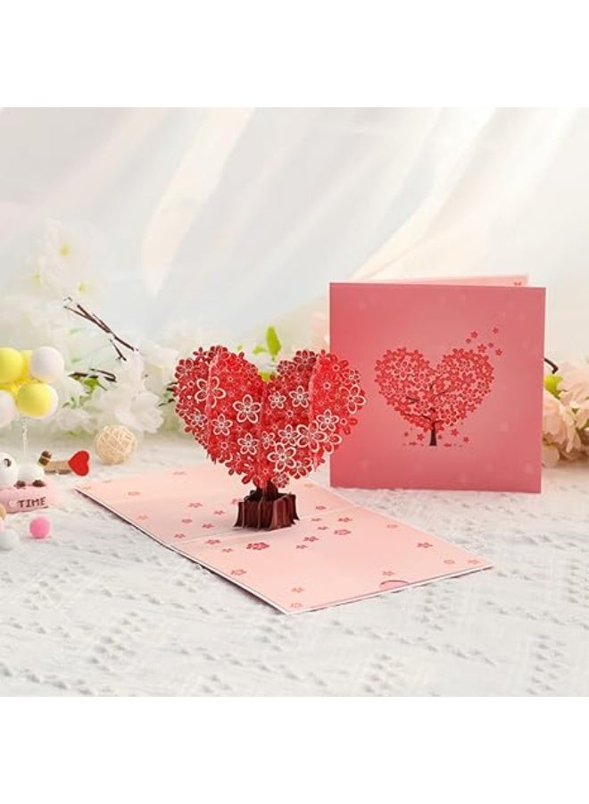 Valentine's Day 3D Pop Up Love Card, Valentine Card Heart Tree Anniversary, Wedding Love Card for Girlfriend, Her, Wife, Husband, Parents, Engagement, With Message Note & Envelop - Image 1