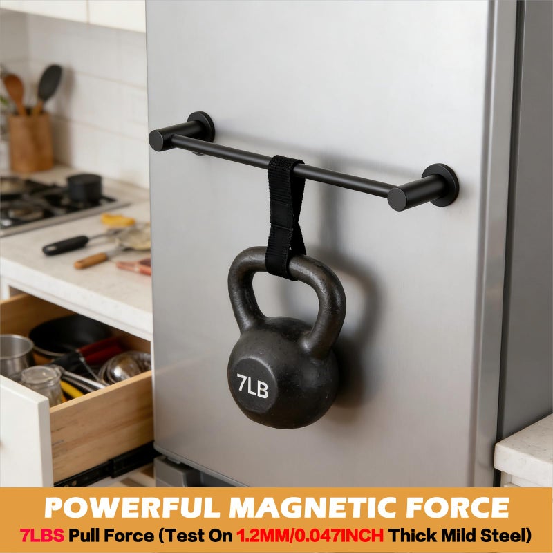 ULIBERMAGNET Magnetic Towel Holder, 1 Set Magnetic Towel Bar Holder with Adjustable Length, Matte Black Non-Slip Magnetic Towel Rod Rack for Refrigerator, Dishwasher, Laundry, Kitchen Stove - Image 5