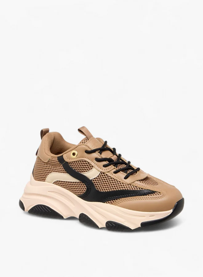 Celeste Women's Panelled Lace-Up Sneakers with Pull Tab