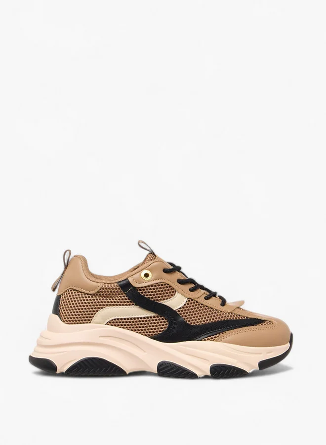 Celeste Women's Panelled Lace-Up Sneakers with Pull Tab