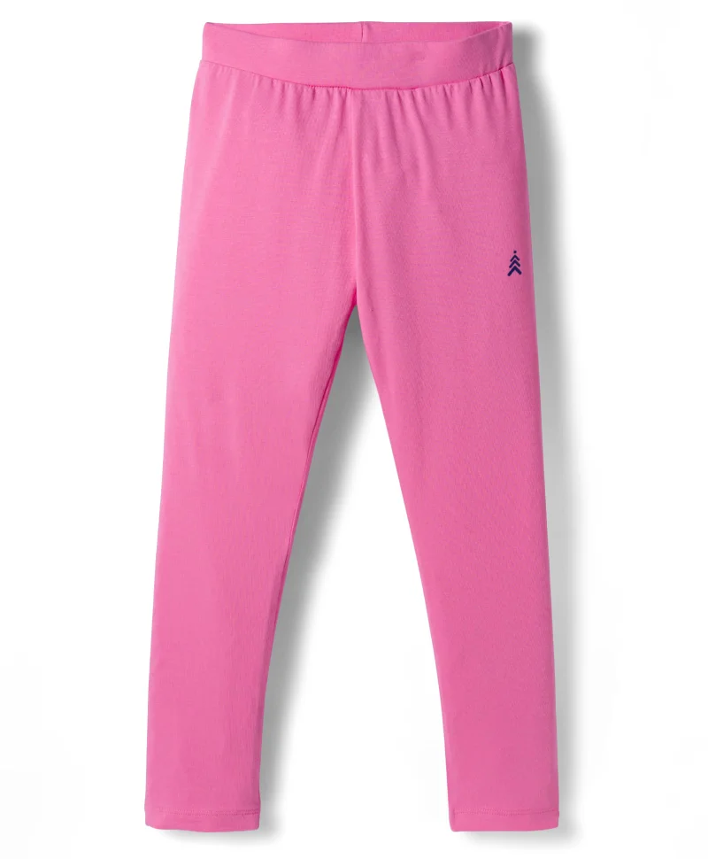 Pine Kids Pine Kids Cotton Lycra Knit Full Length Leggings With Heart Print (Pack Of 2) - Pink & Black