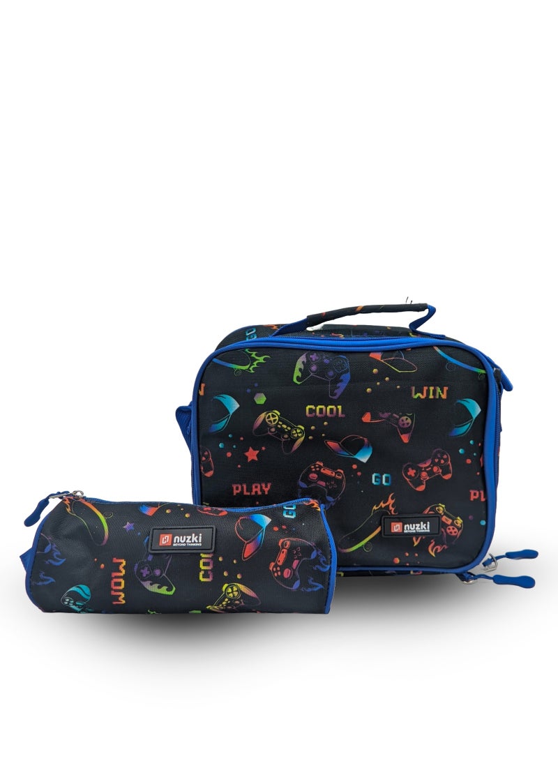 نوزكي حقيبة مدرسية نوزكي للأطفال 3 قطع/مجموعة - حقيبة ظهر للمدرسة النهائية، حقيبة مدرسية، علبة أقلام رصاص، وحقيبة غداء كومبو للطلاب العصريين - Image 3