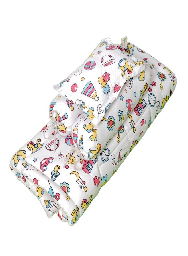 NWF Premium Cotton Toddler Bedding Set, 4 Piece, Pink Print, 26x40 Inch, Foldable Nap Mat, Lightweight, Travel Friendly, 12+ Months - Image 4
