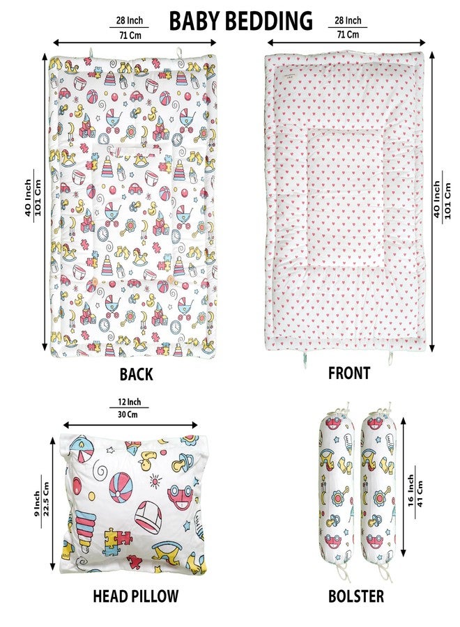 NWF Premium Cotton Toddler Bedding Set, 4 Piece, Pink Print, 26x40 Inch, Foldable Nap Mat, Lightweight, Travel Friendly, 12+ Months - Image 5