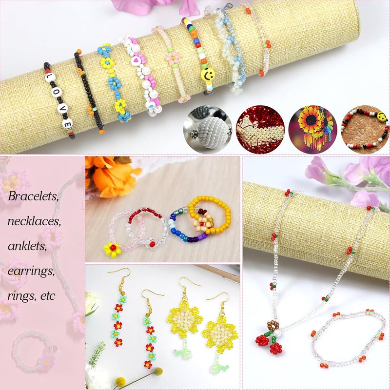 BIBOKLTIY 47880 Pieces 2 mm 114 Colours Glass Beads for Threading, Beads Bracelets Make Yourself, Small Beads for Bracelets with 500 Beads Letters, Mini Beads for Bracelets, Glass Beads for Threading Set - Image 5