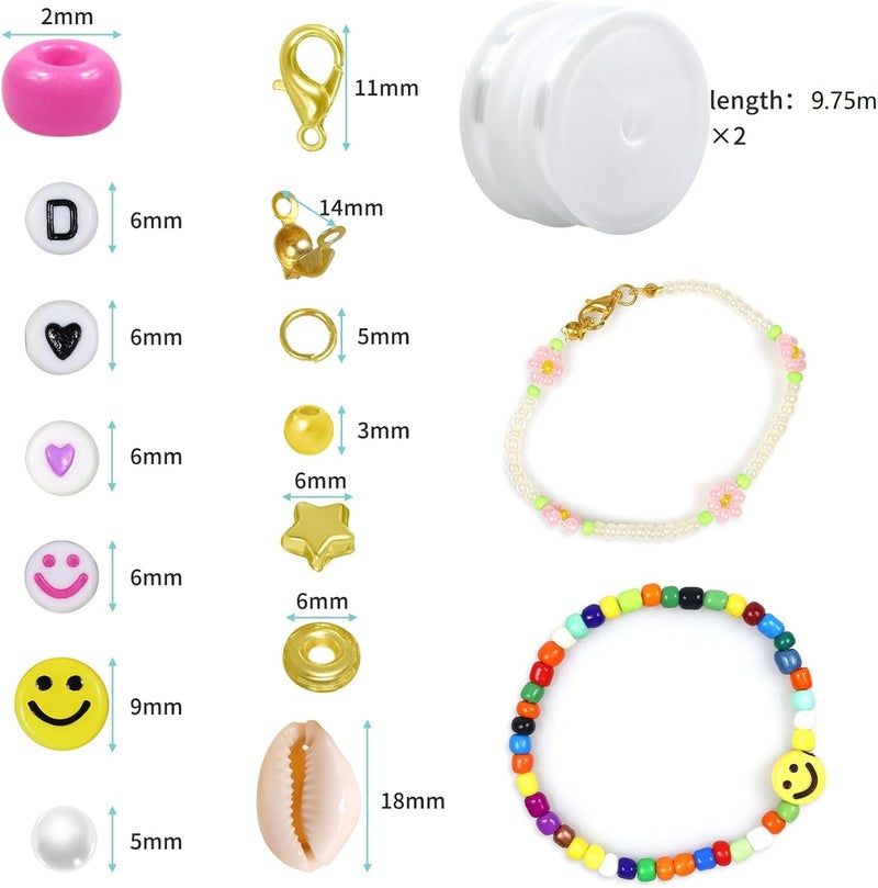 BIBOKLTIY 47880 Pieces 2 mm 114 Colours Glass Beads for Threading, Beads Bracelets Make Yourself, Small Beads for Bracelets with 500 Beads Letters, Mini Beads for Bracelets, Glass Beads for Threading Set - Image 3