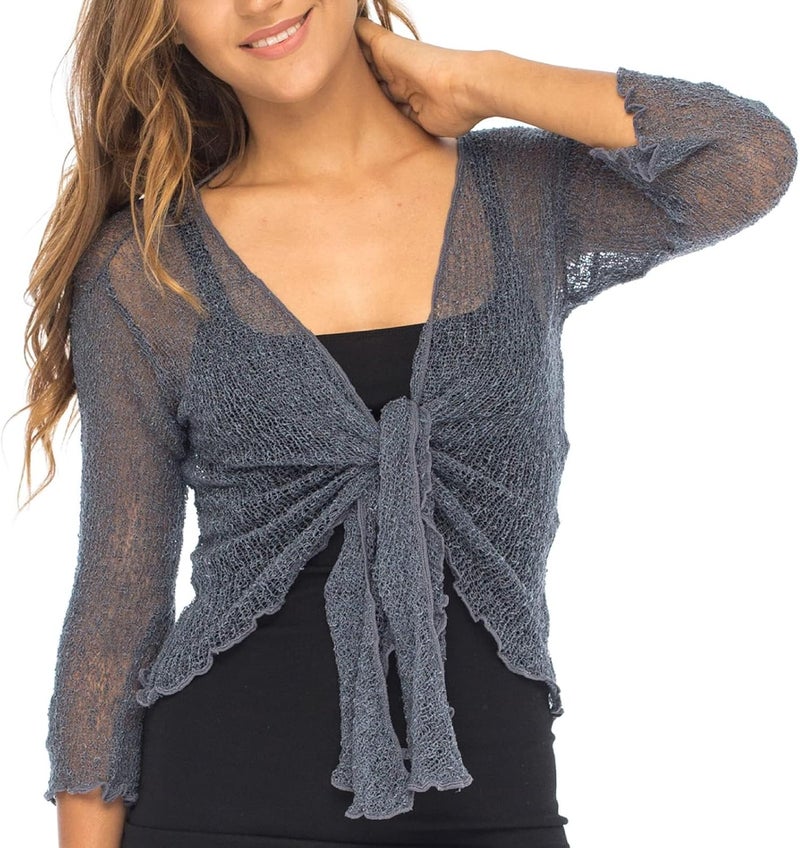 Back From Bali Womens Sheer Shrug Cardigan Lightweight Knit - Image 1