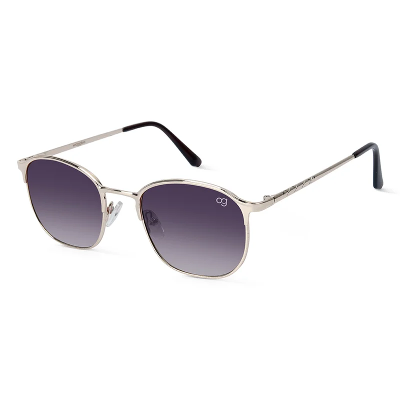 Woggles UV- Protected  Golden Clubmaster Sunglasses
