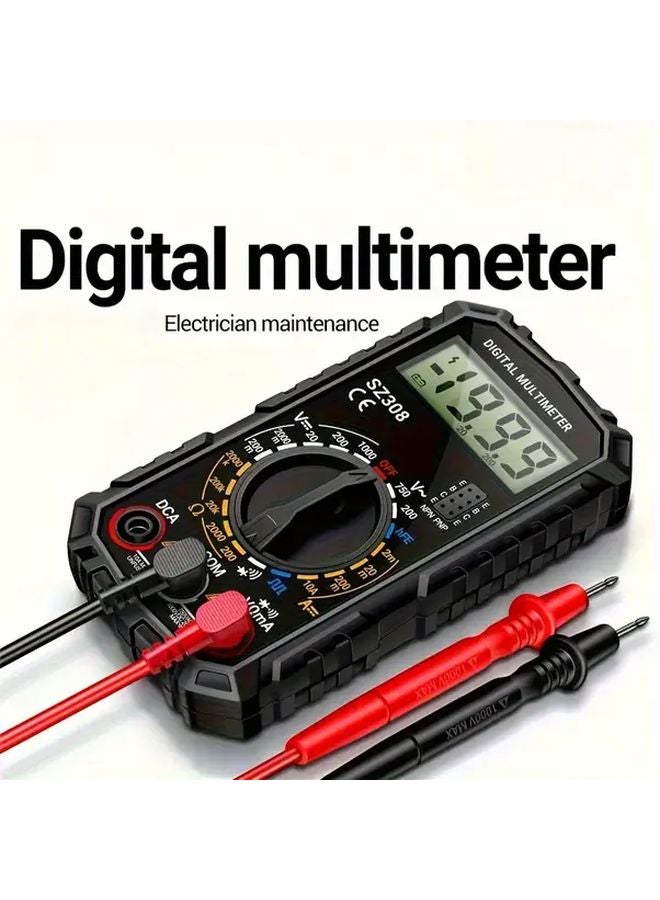 Black Digital Multimeter AC DC Voltage Current Tester Auto Electrician Tool - Image 1