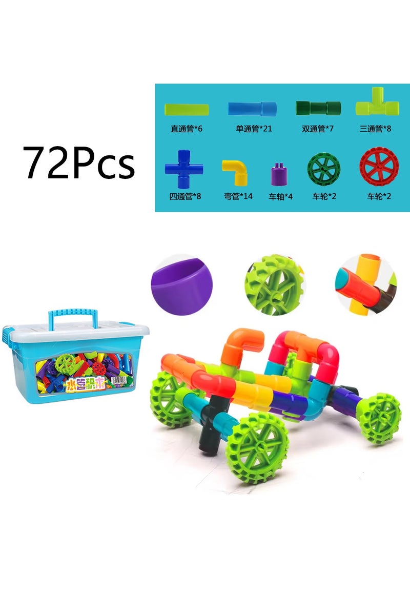 Children's Pipeline Construction Blocks Pipe building blocks 72 [storage box]] Pipe building blocks 72 [storage box]] - Image 1