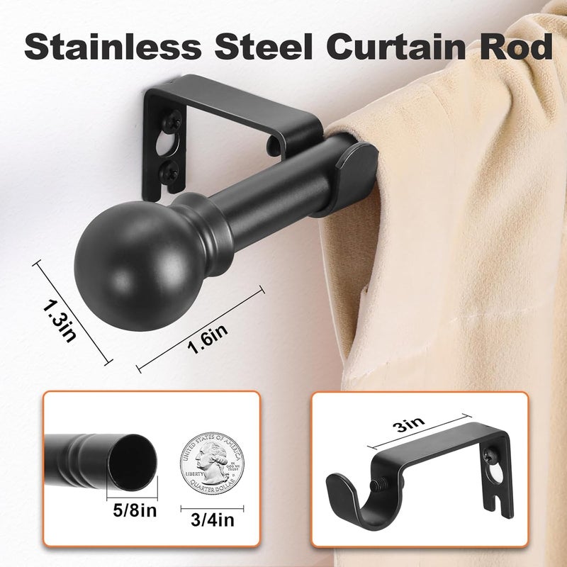 Brunttype Black Curtain Rods 2 Packs for Windows 36"- 48", Decorative Drapery Rod Adjustable, 5/8 inch Small Curtain Rod for Bedroom, Living Room, Kitchen and Outdoors - Image 2