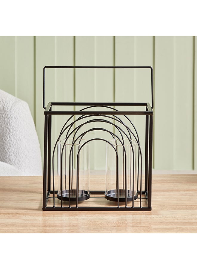 Home Box Destan Metal Ribbed Candleholder with Glass Votive 27 x 24 x 15.5 cm - Image 2