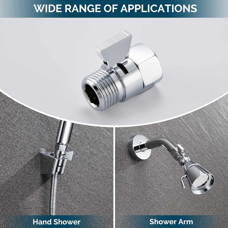 Angle Simple Shower Flow Water Valve, Brass Shut Off Valve for Hand Shower, RV Hose Flow Restrictor, Chrome - Image 2