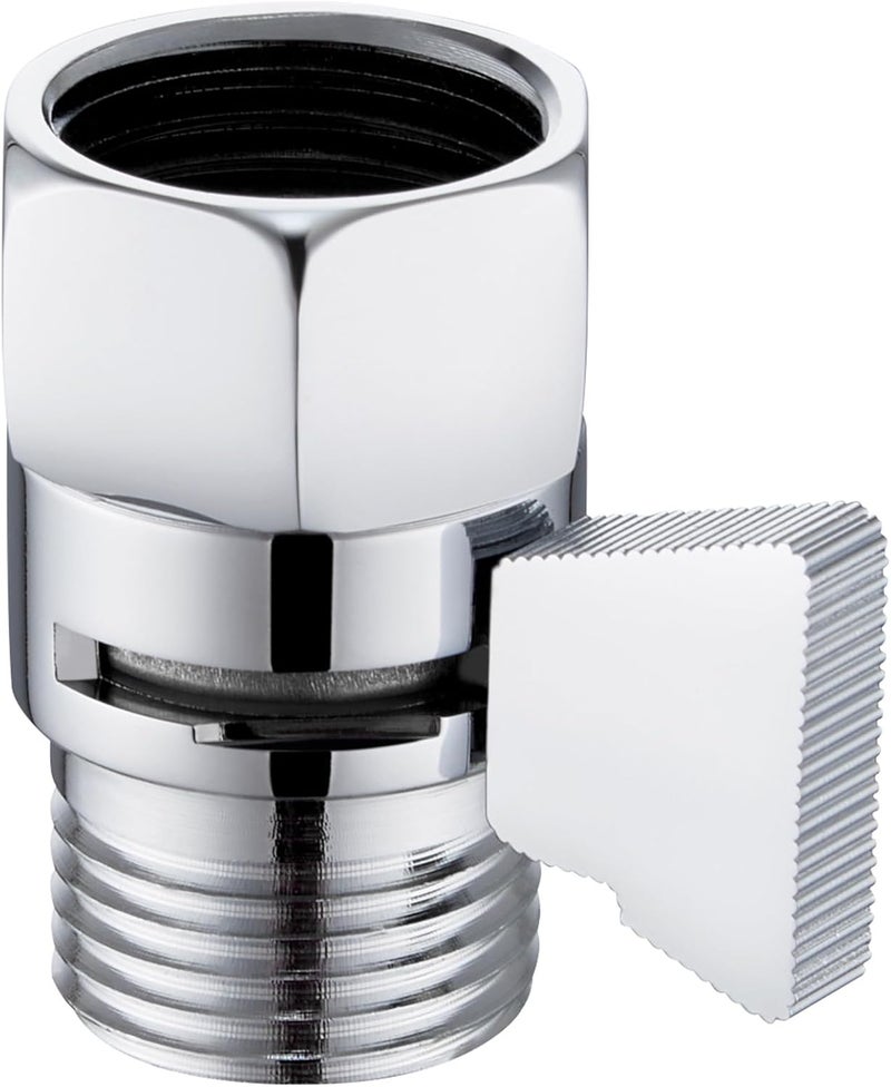 Angle Simple Shower Flow Water Valve, Brass Shut Off Valve for Hand Shower, RV Hose Flow Restrictor, Chrome - Image 1