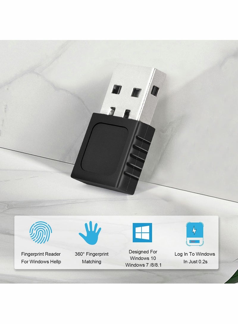 USB Fingerprint Reader 360° Touch Speedy Matching Multi Biometric Windows Security Key for Win 7 8 10 Windows Hello PC & Laptop - Image 5
