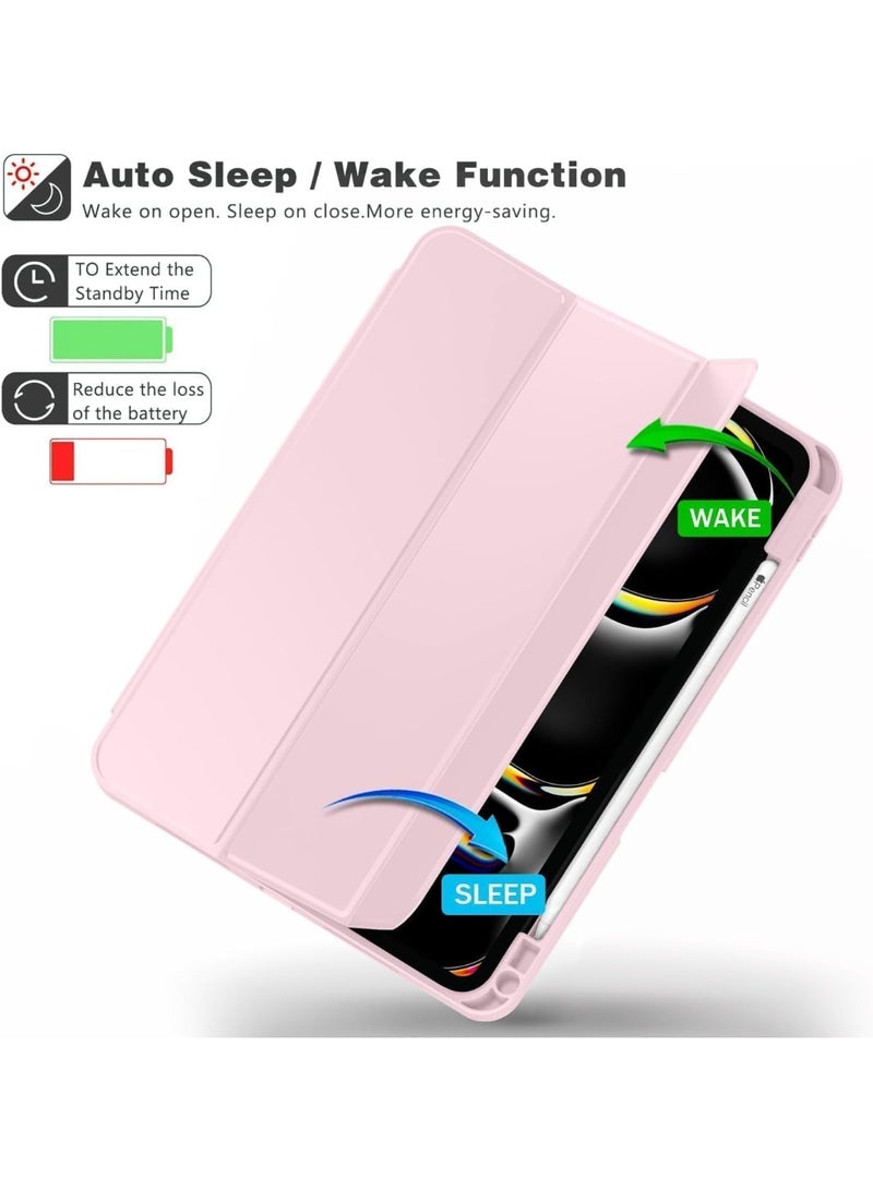 ELTRAZONE iPad Pro 11 inch Case (2024, M4 5th Gen) with Pencil Holder – Slim Smart Protective Cover with Auto Sleep/Wake, Touch ID & USB-C Pencil Support, Magnetic Trifold Stand – Pink - Image 2