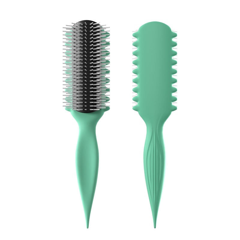 AM 8:00 AM8:00 Curl Defining Brush,9Rows Premium Styling Hairbrush for Curly Hair, Enhances Curls Definition & Separation, (Green) - Image 1
