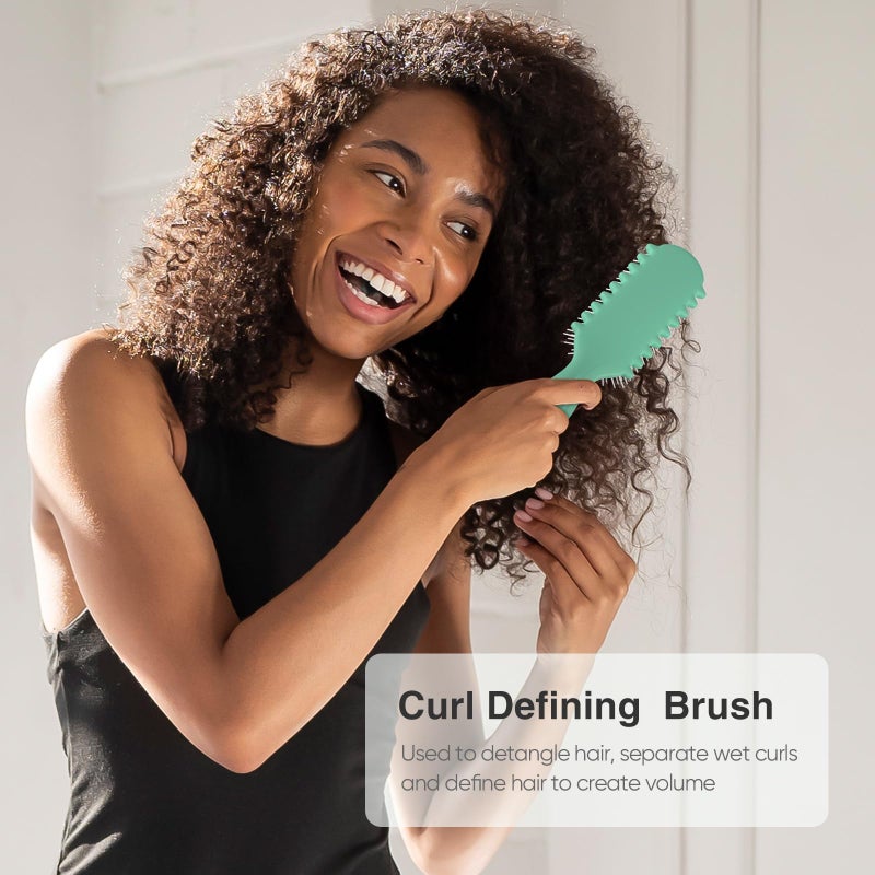 AM 8:00 AM8:00 Curl Defining Brush,9Rows Premium Styling Hairbrush for Curly Hair, Enhances Curls Definition & Separation, (Green) - Image 2